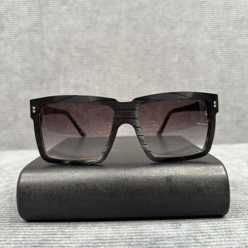 Vinylize Eyewear Tosh Black Tortoise Square Sunglasses Handmade Hungary Recycled